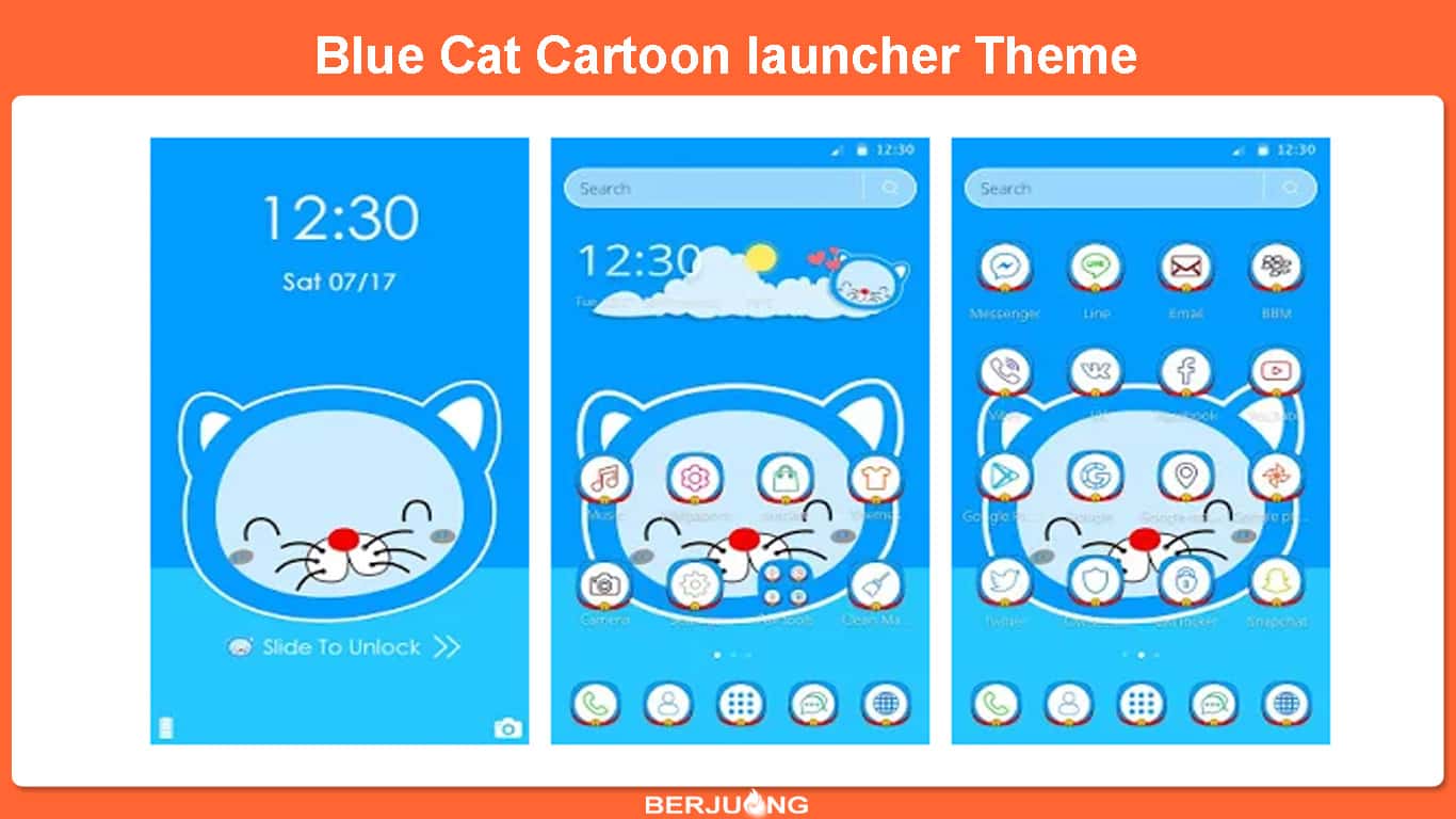 Blue Cat Cartoon launcher Theme