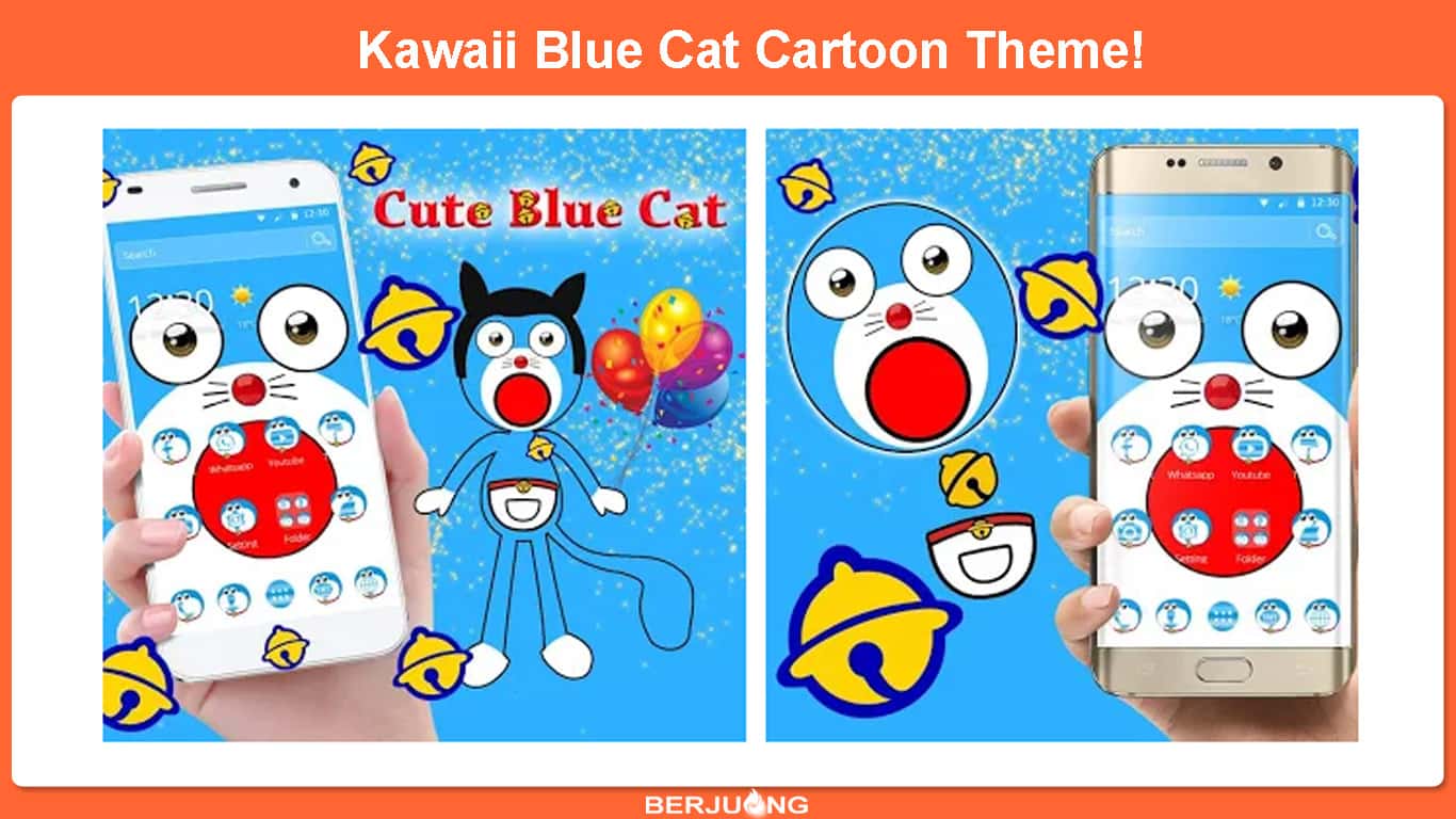 Kawaii Blue Cat Cartoon Theme!